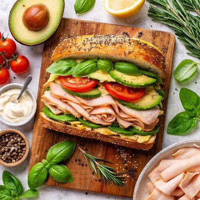 Image of Turkey Avocado Basil Rosemary Sandwich