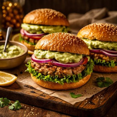 Image of Turkey Burgers with Avocado Sauce