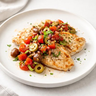 Image of Turkey Cutlets with Tomato Olive Relish