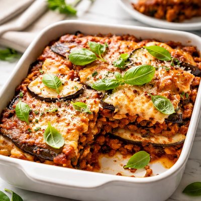 Image of Turkey Eggplant Aubergine Lasagna