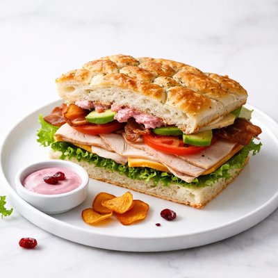 Image of Turkey Focaccia Club W Special Cranberry Mayonnaise
