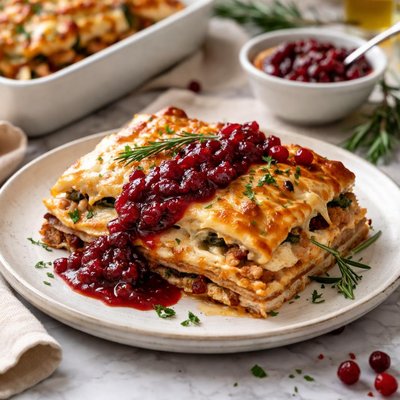 Image of Turkey Lasagna with Cranberry Sauce