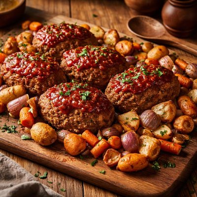 Image of Turkey Mini Meatloaves with Roasted Root Veggies