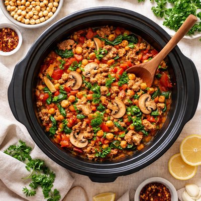 Image of Turkey Mushroom and Chickpea Sauce Crock Pot