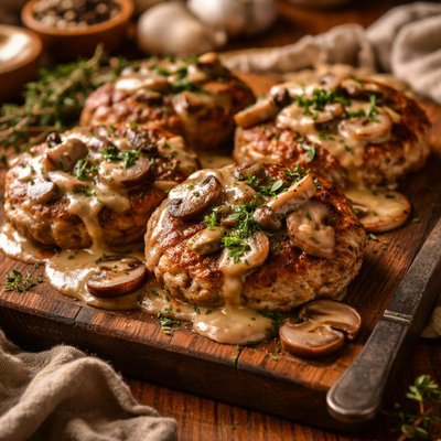 Image of Turkey Patties with Mushroom Sauce