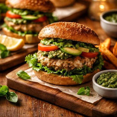 Image of Turkey Pesto Burgers Dairy Free Option