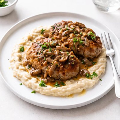Image of Turkey Salisbury Steaks with White Bean Mash