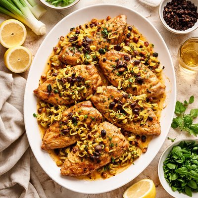 Image of Turkey Scaloppine with Leeks Currants and Marsala