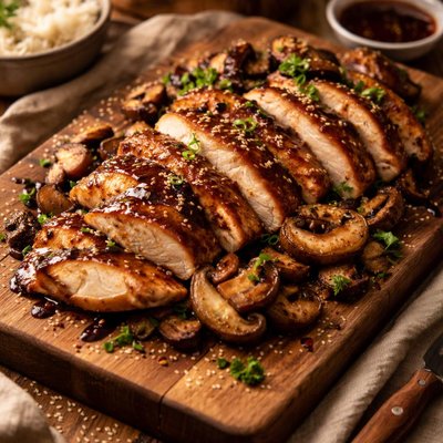 Image of Turkey Teriyaki with Grilled Mushrooms