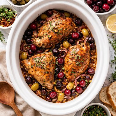 Image of Turkey Thighs with Olives and Cherries Crock Pot