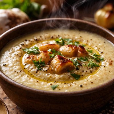 Image of Turnip Honey Roasted Garlic Soup