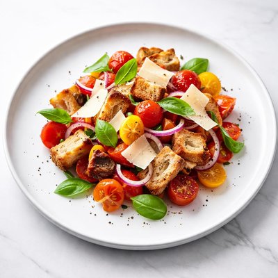 Image of Tuscan Bread and Tomato Salad with Parmesan Cheese