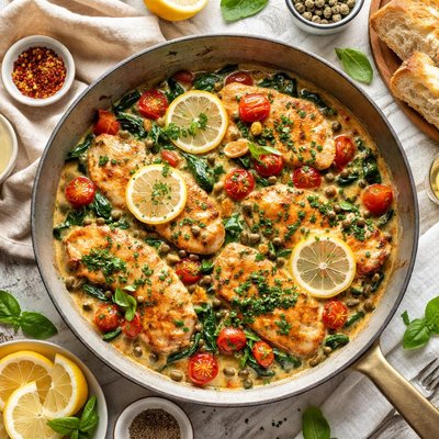 Image of Tuscan Chicken in Lemon Wine Sauce Scaloppine Al Limone