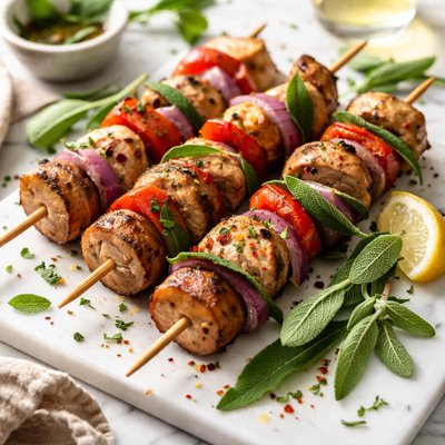 Image of Tuscan Grilled Chicken Sausage Sage Skewers