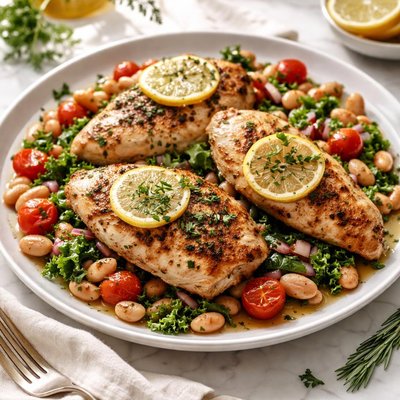 Image of Tuscan Lemon Chicken with Warm Bean Salad