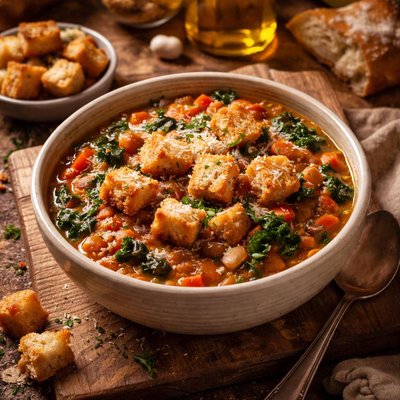 Image of Tuscan Ribolitta with Garlic Parmesan Croutons