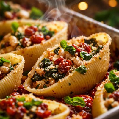 Image of Tuscan Stuffed Pasta Shells Vegan
