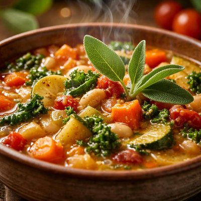 Image of Tuscan Vegetable Soup with Fresh Sage