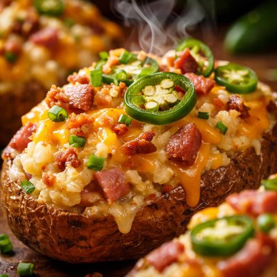 Image of Twice Baked Jalapeno Ham Potatoes