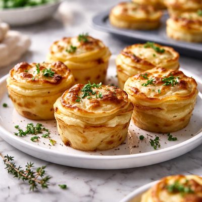 Image of Twice Baked Mini Potato Dauphinoise Potato Gratin Muffins