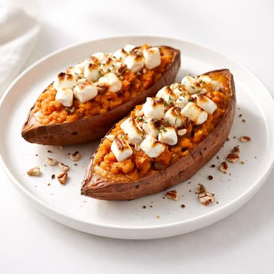 Image of Twice Baked Sweet Potatoes with Mini Marshmallows