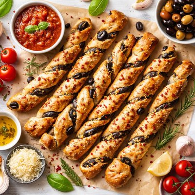 Image of Twisted Black Olive Breadsticks