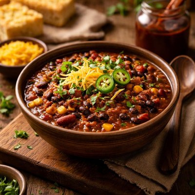 Image of Two Bean Chili with Bbq Sauce