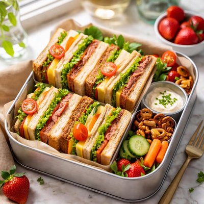 Image of Two Toned Sandwiches Lunch Box Surprise
