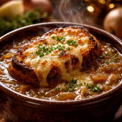 Image of Tzivelle Supp Mitt Kase Onion Soup with Toast