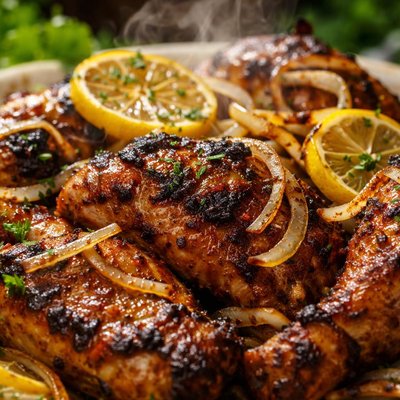 Image of Uassa Au Poulet De La Casamance Bbq Chicken W Lemon and Onions
