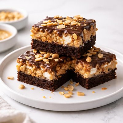 Image of Ultimate Rich Peanut Butter Marshmallow Crispie Brownie Bars