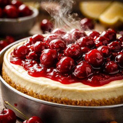 Image of Unbaked Cherry Cheesecake