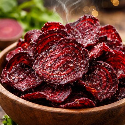 Image of Unfried Crispy Baked Beet Chips Low Fat
