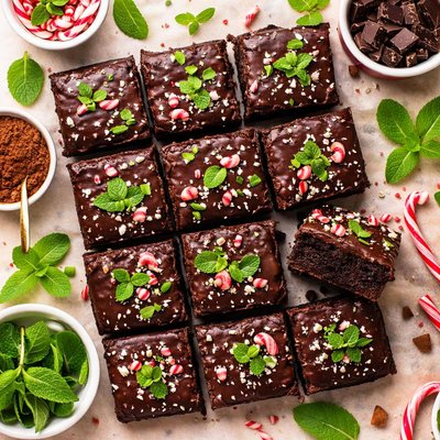 Image of Unleavened Chocolate Mint Cake Brownies