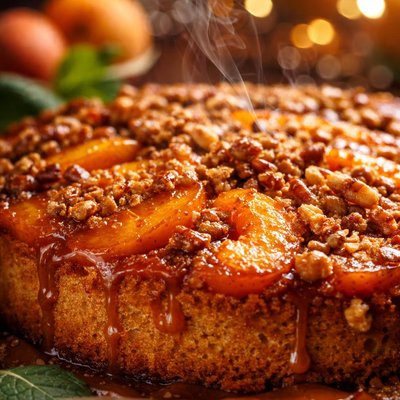 Image of Upside Down Apricot Caramel Crunch Cake