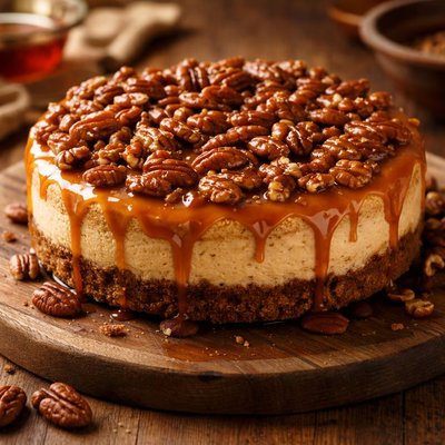Image of Upside Down Caramel Pumpkin Cheesecake