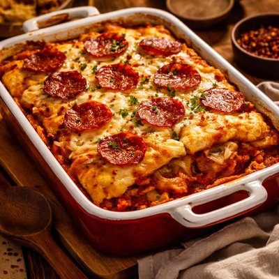 Image of Upside Down Pepperoni Pizza Casserole