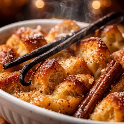 Image of Vanilla and Cinnamon Challah Bread Pudding Jewish