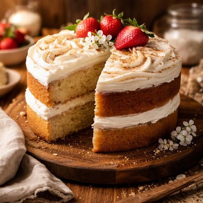 Image of Vanilla Eggless and Dairy Free Vegan Cake