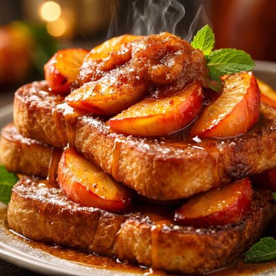 Image of Vanilla French Toast with Peaches and Apple Butter