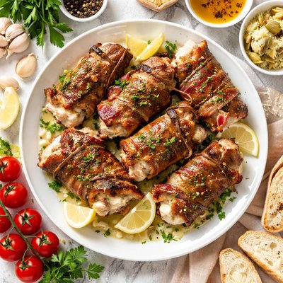 Image of Veal Bundles Stuffed with Mozzarella Parmesan and Prosciutto