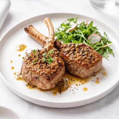 Image of Veal Chops with Whole Grain Mustard and Honey