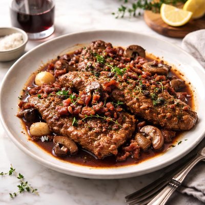 Image of Veal Cutlets in Red Wine Sauce