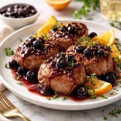 Image of Veal Medallions with Blueberry Citrus Sauce