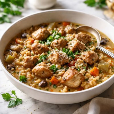 Image of Veal or Chicken Stew with Herbs Barley