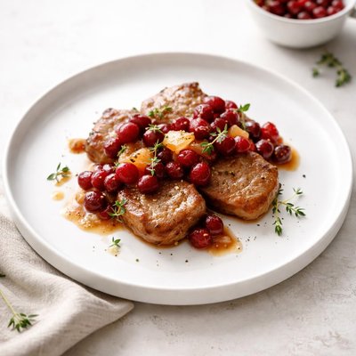 Image of Veal Scallops with Cranberry Citrus Compote