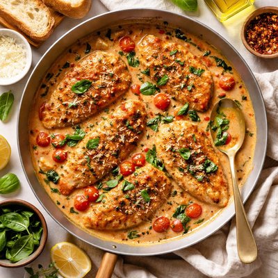 Image of Veal Scaloppine or Chicken with Tomato Cream Sauce