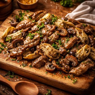 Image of Veal with Artichokes Mushrooms