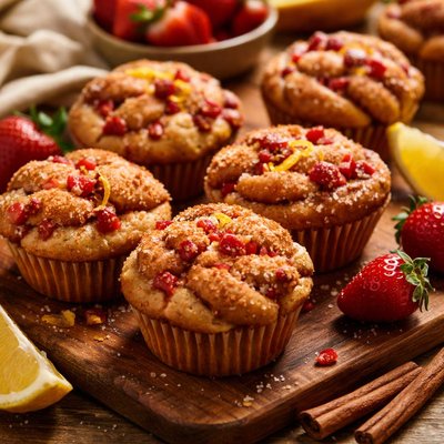 Image of Veganized Strawberry Lemon Cinnamon Twist Muffins