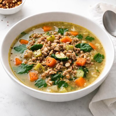 Image of Vegetable and Ground Turkey Soup
